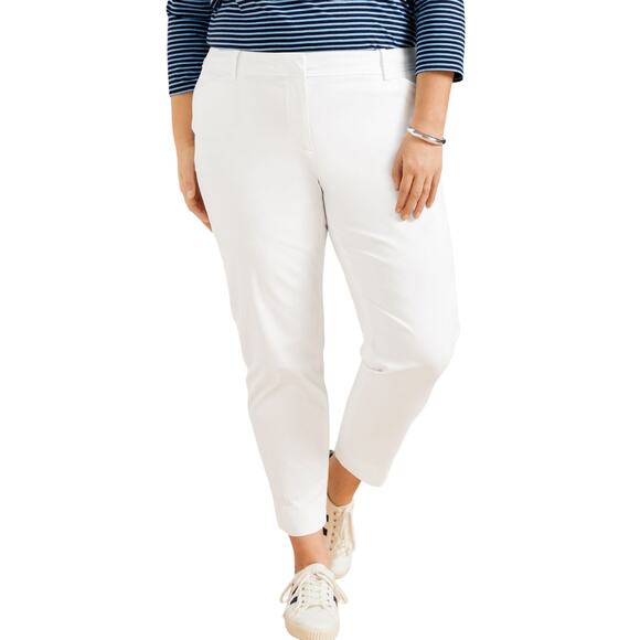 Talbots Petite White Perfect Crop Curvy Chino Pants Size 16 Stretch Classic - Picture 1 of 8
